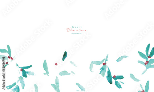 水彩画。水彩タッチのクリスマス植物背景フレーム。ヒイラギのクリスマスフレーム。ベクター化された水彩画。
Watercolor painting. Watercolor Christmas plant background frame. Christmas holly frame. Vectorized watercolor painting