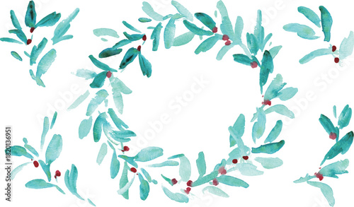 水彩画。水彩タッチのクリスマス植物背景フレーム。ヒイラギのクリスマスフレーム。ベクター化された水彩画。
Watercolor painting. Watercolor Christmas plant background frame. Christmas holly frame. Vectorized watercolor painting