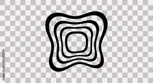 Abstract black and white tooth shape with concentric rings