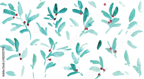水彩画。水彩タッチのクリスマス植物背景フレーム。ヒイラギのクリスマスフレーム。ベクター化された水彩画。
Watercolor painting. Watercolor Christmas plant background frame. Christmas holly frame. Vectorized watercolor painting