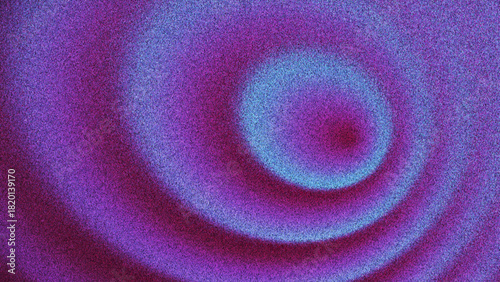 Radiant circular gradient with expanding waves enhanced by rich grainy noise created from thousands of individual dots. Soft rippling rings forming hypnotic depth and motion for trendy digital project