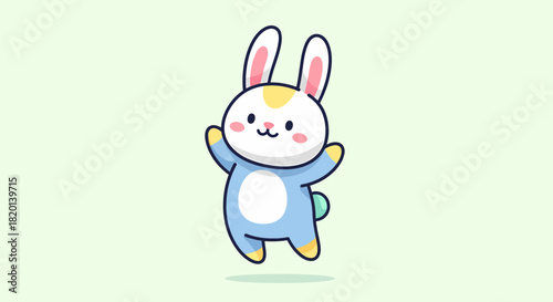 Happy Cartoon Bunny Welcoming With Open Arms Character Illustration