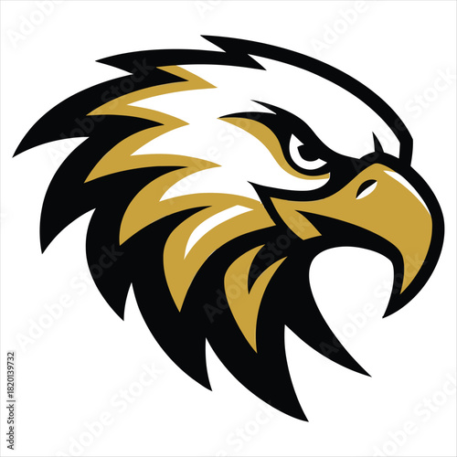 Fierce eagle head mascot logo with sharp feathers