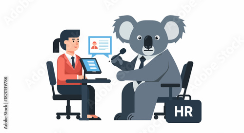 Human Resources Interviewing A Koala Applicant For A Position