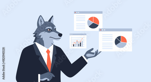 Wolfish Investor Presenting Financial Data For Strategic Decisions