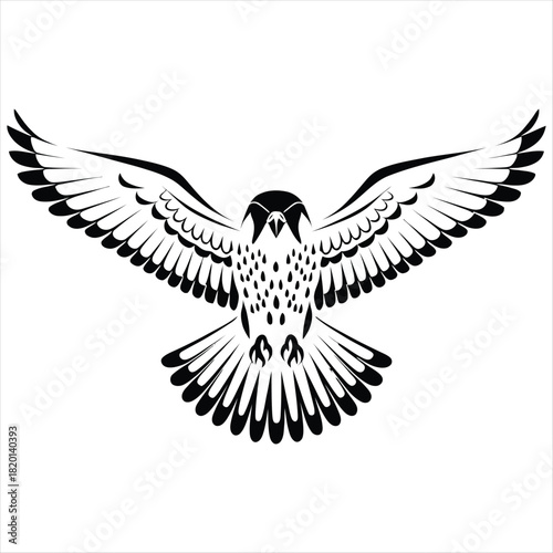 Majestic falcon in flight with wings spread wide