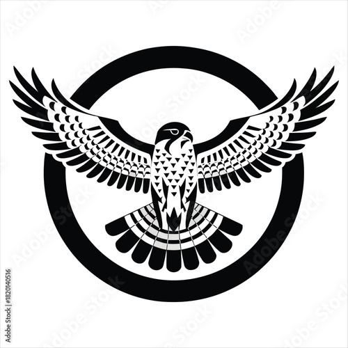 Stylized falcon emblem with wings spread wide within a circle