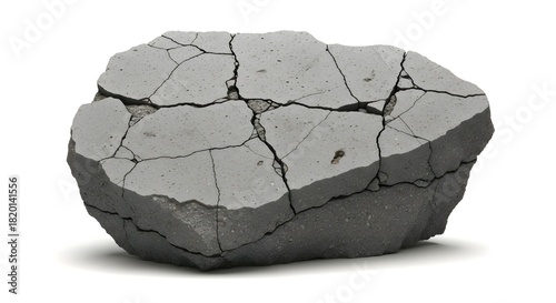 Broken Grey Concrete Piece Isolated on White perfect for website background, construction industry promotion, urban decay concept, material science