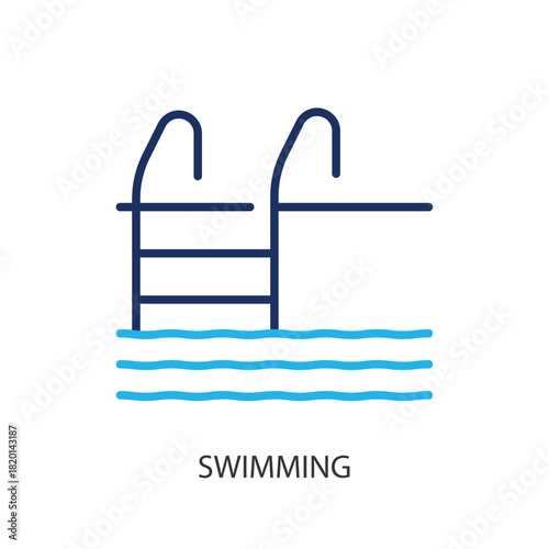 Swimming thin line icons. Original vector illustration.