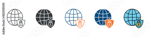 Global Security Icon Set Multiple Style Collection