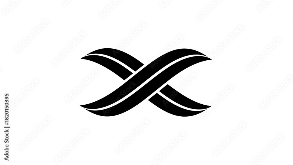 Naklejka premium Vector illustration&nbsp;of black stylized infinity symbol or abstract cross shape isolated on transparent background