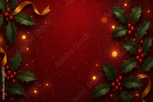 Christmas decorations - flowers and glass balls, red, gold