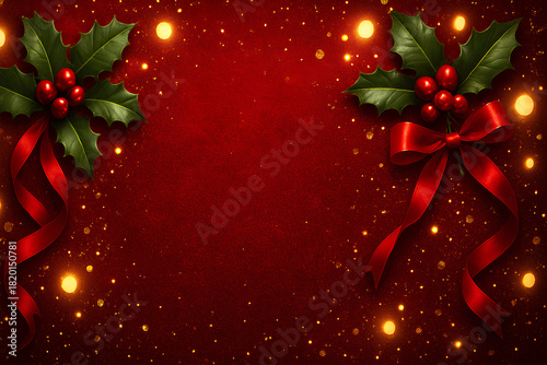 Christmas Gift - Red and gold glitter decoration with ribbon
