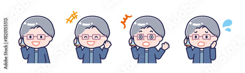 スマートフォンを使う「私服のシニア」の女性