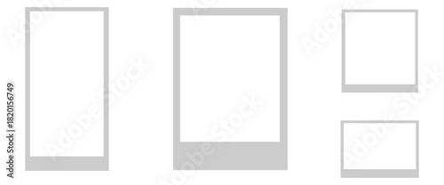 “Realistic Empty Polaroid Photo Frame Mockup Set – White Paper Border Collection on Transparent Background”Web