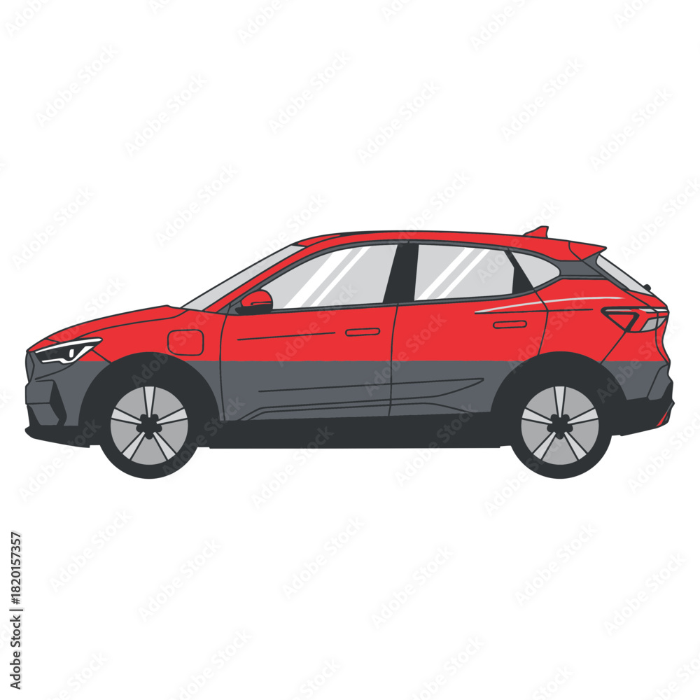 Fototapeta premium Red modern compact suv car isolated on white background