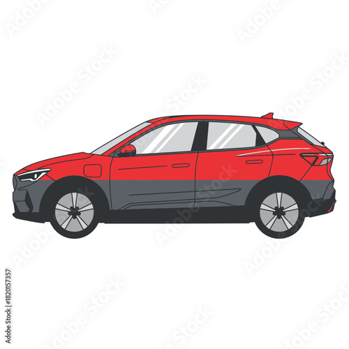 Red modern compact suv car isolated on white background