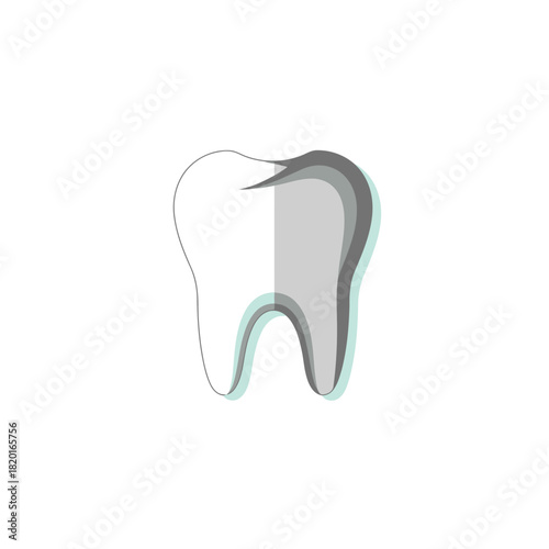 Modern tooth illustration for dental health and care concepts.