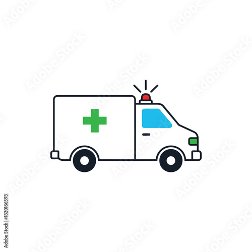 First aid ambulance transport vector icon for emergency services