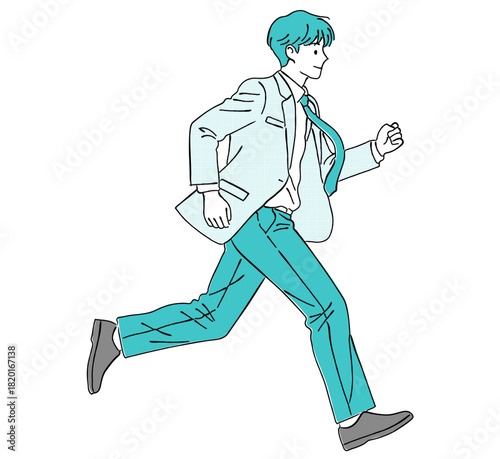 走る男子学生（ブレザー・急ぎ）,全力疾走,ビジネス,急いでいる,遅刻,学校,シンプル,ベクター