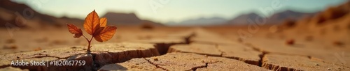 Close-up of a cracked, dried-out plant, symbolizing a painful, abrupt ending; desolate, arid landscape in the background , texture, brittle