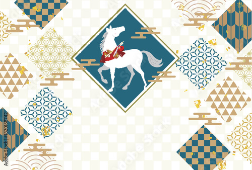 午　年賀状　干支　背景