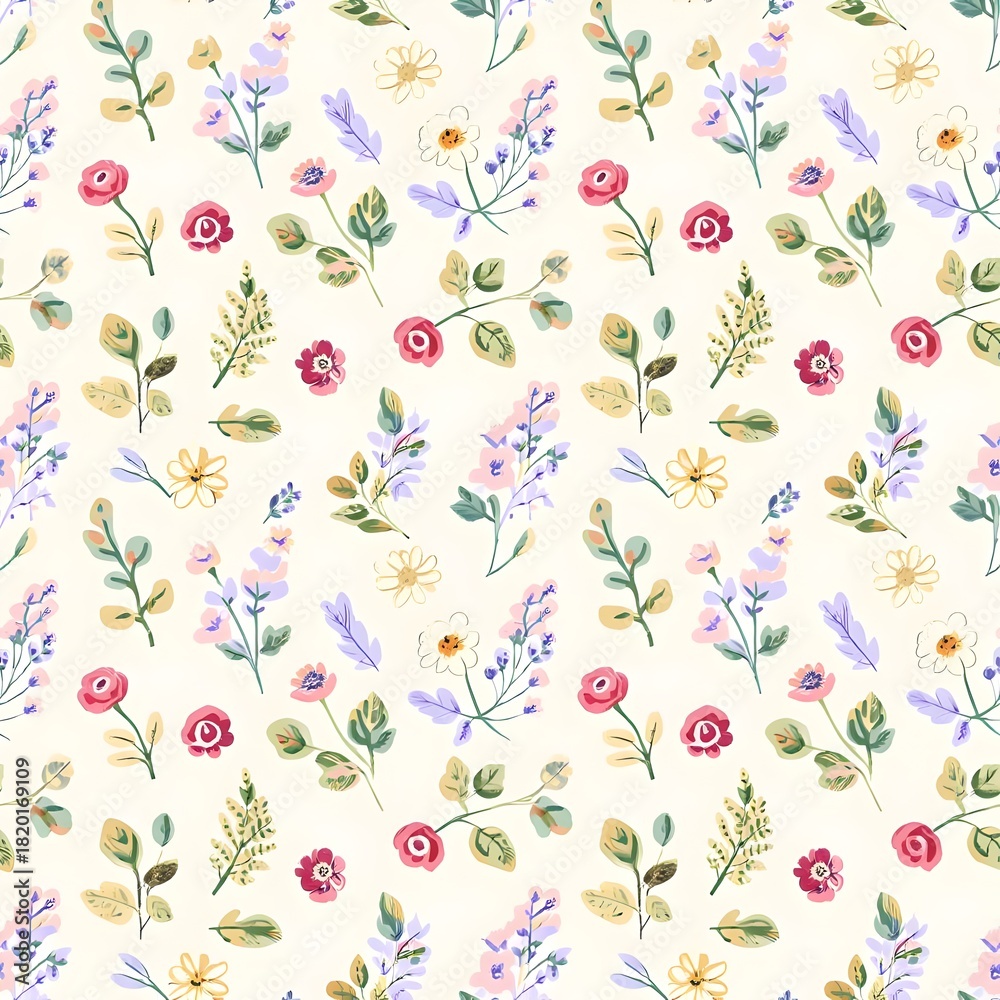 Fototapeta premium Soft Watercolor Meadow Floral Background Wallpaper