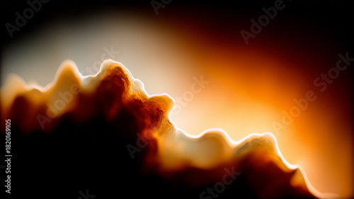 An energy transition concept expressed through glowing organic ridges representing rising heat, transformation and dynamic atmospheric change.
