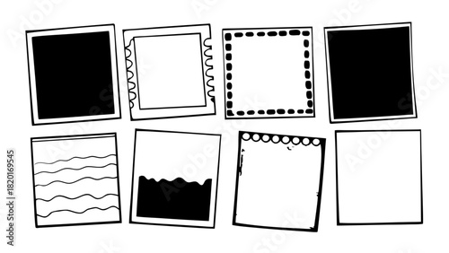 Doodle collage set of ripped notebook paper frames vector illustration scalable eps icon