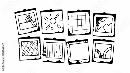 Hand drawn collection of 10 ripped paper pieces dusty vector illustration