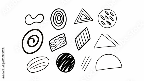 Hand drawn abstract shapes doodle set vector scalable illustration pack