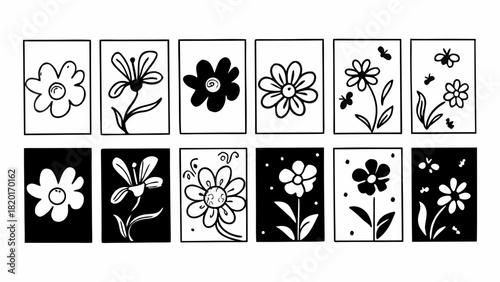 Doodle floral backgrounds with butterflies vector set scalable eps illustration