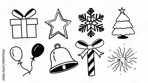 Doodle holiday icons set vector scalable illustration festive celebration elements