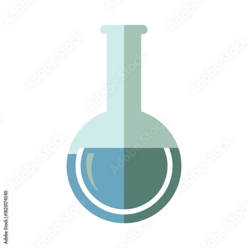 Flat design chemical laboratory flask with blue liquid concept