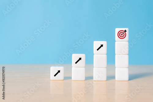 Business or economic growth concept with arrow icons on dice