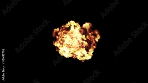 Realistic Fire ball ignition explosion animation. Fire Burst 4K Alpha Background.