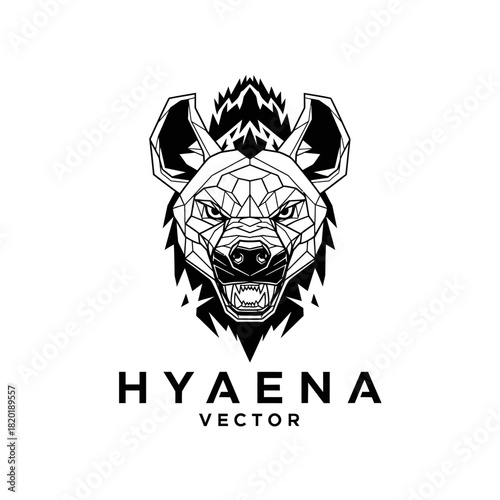 Geometric Hyena Head Vector Illustration with Intricate Polygonal Design.