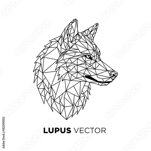 Geometric Wolf Head Vector Art Illustration.