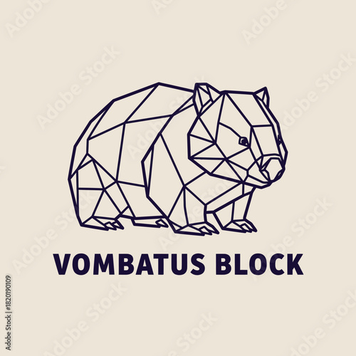 Geometric wombat logo design in a minimalist line art style.