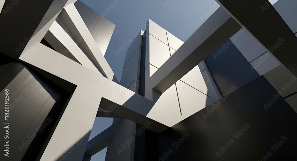 Fototapeta premium Abstract Architectural Composition A Geometric Perspective of Modern Buildings