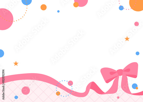 リボンのデコレーションフレーム、円形オブジェクト、ポップなデザイン