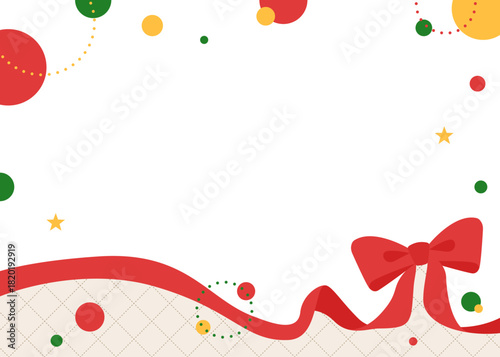 リボンのデコレーションフレーム、円形オブジェクト、ポップなデザイン