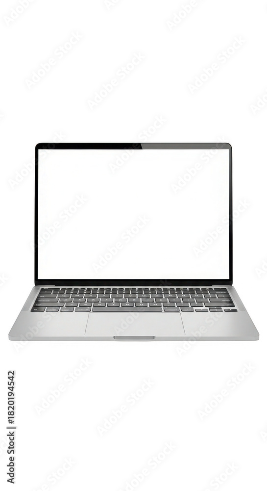Fototapeta premium Realistic silver laptop mockup with blank white screen on transparent background