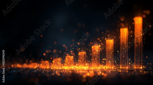Abstract image of glowing bar graph representing financial growth and progress.