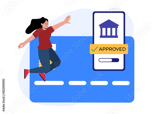 Approval of online banking application. Saving vector illustration. Flat illustration concept.