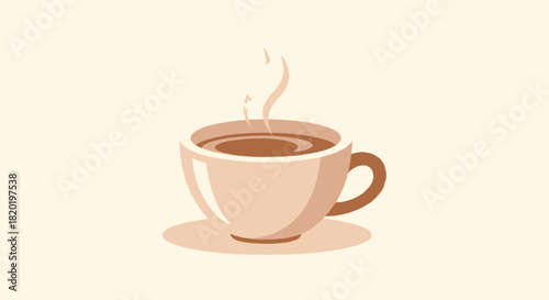Steaming cup of coffee on a saucer
