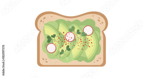 Avocado toast with radish and sprouts