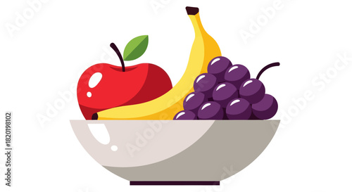 Fresh Fruit Bowl Illustration