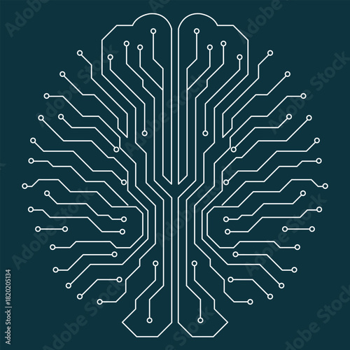 Circuit Board Brain Digital Intelligence Logo Vector
