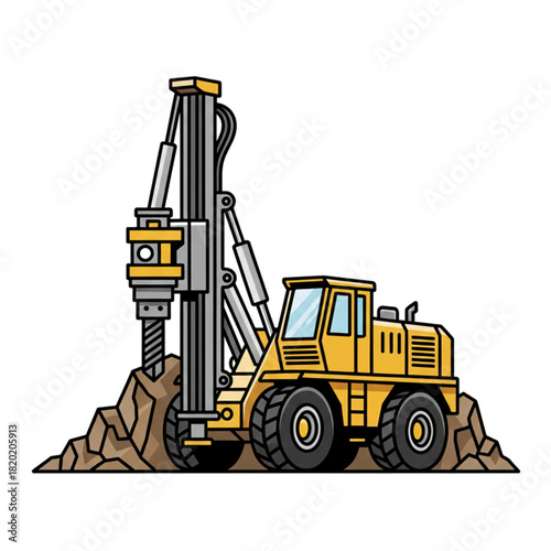 illustration of a rock drilling truck. isolated on a white background.